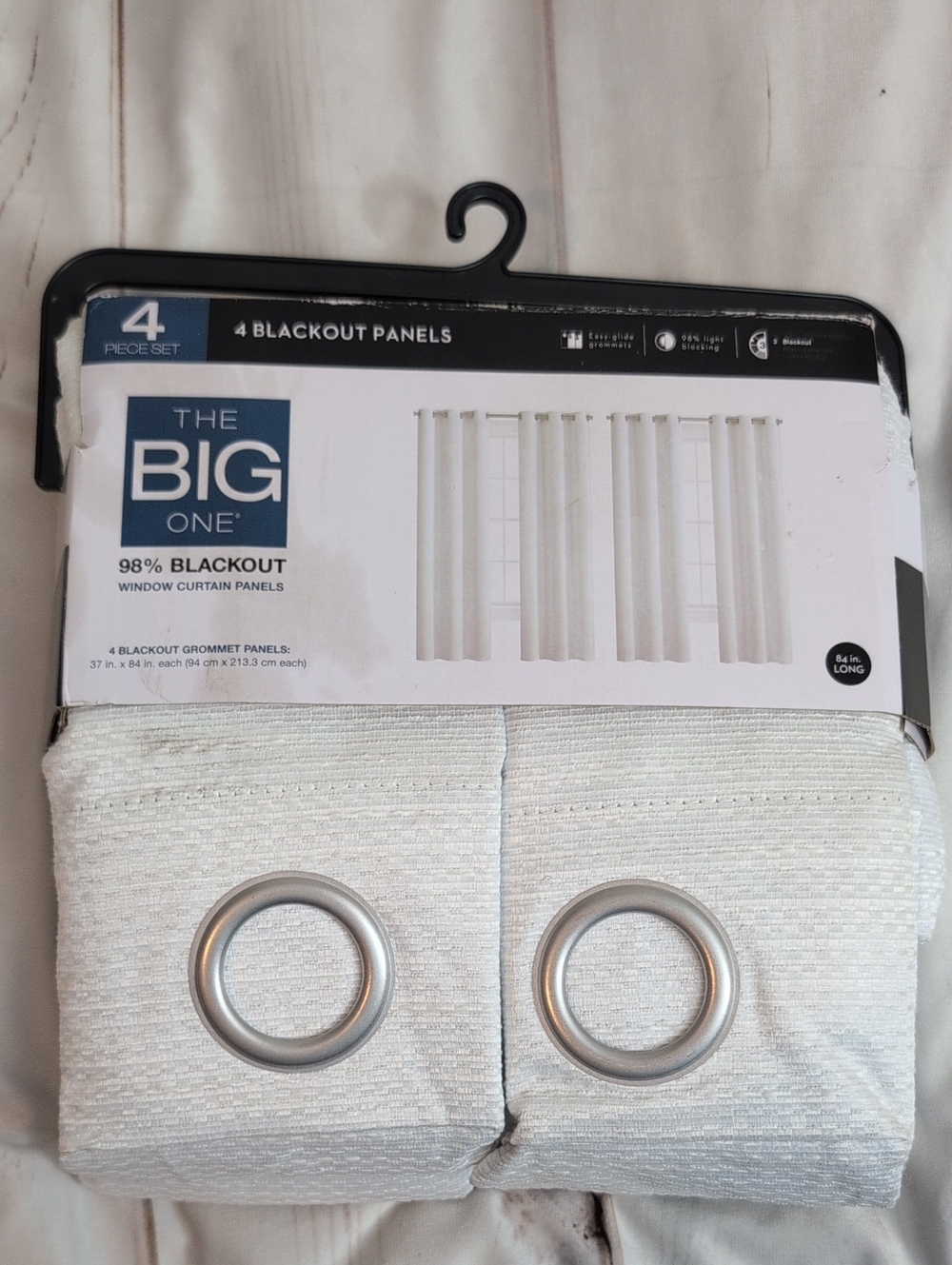The Big One Denelle Textured Blackout Window Curtain Panel Set in White
